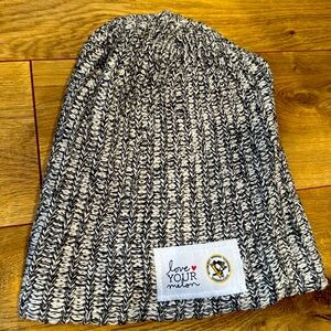 Love Your Melon black and white Knit Beanie tossel hat